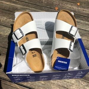Birkenstock Arizona white sandals